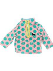 The Black Dog Kids 12M Pink Green Polka Dot Fleece Quarter Zip Pullover
