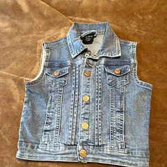 Little Bipsy Collection Blue Denim Vest Button Front Collared Pockets 12-18M