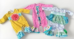 Baby Girls’ Lot of 3 Rompers Size 0-3 Months Ricrac & Ruffles Peaches N Cream