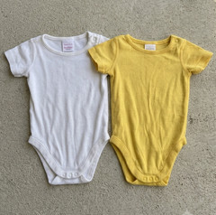 Hanna Andersson Short Sleeve Bodysuit x2 ✨ Yellow White ✨ Organic Cotton ✨ 6-12M