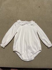 Mayoral 6-9M White Long Sleeve Ruffle Collar Knit 100% Cotton Bodysuit