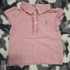Ralph Lauren Polo Shirt Top Short Sleeve Collared Pink Ruffle Girl’s Size 2T
