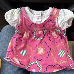 Circo Girl’s White Short Sleeve Butterfly & Flowers Shirt/ Dress~ Size 3M