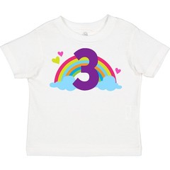 Inktastic 3rd Birthday Rainbow Number 3 Toddler T-Shirt Third Three Girls Childs