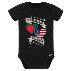 Bangladeshi American Heart Flags Bangladesh America Baby Bodysuit (Black)