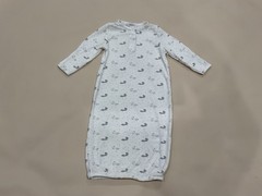 Angel Dear Baby Bamboo Gown Size 0-3 Months Cream W/ Gray Fox EUC