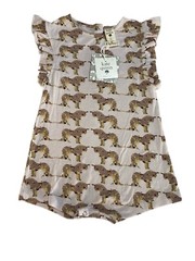 NWT Kate Quinn Watercolor Unicorn One-Piece Shortalls Ruffled Sleeve 2T