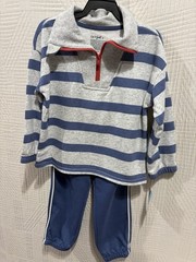 Cat & Jack Blue/gray stripe Sweatshirt /pant Set 3T