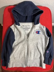 Champion Authentic Athleticwear 3T Hooded Full Zip Fleece Jacket Gray/Blue Logo