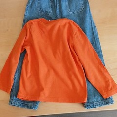 Curious George Boys 5T 3pc Pants Set Zip Jacket Long Sleeve Tee Jeans Orange