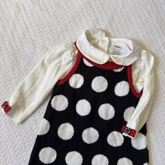 Gymboree Winter Penguin Girls 12-18M Polka Dot Black Sweater Dress Shirt Set