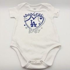 Genuine Merchandise MLB LA Dodgers Baby Bodysuit White 24M Blue Gray Heart