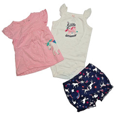 Baby Girl Carter’s 24 Month Little Dreamer Unicorn 3pc Bodysuit, Top & Shorts