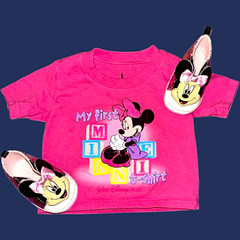 Disney Parks Minnie Mouse Pink Graphic Print Cotton Crew Neck Tee Girls 12M