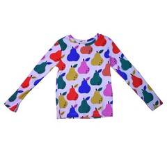 Hanna Andersson Pear Print Long Sleeve Ribbed Cotton Top — Girls 6-7 / 120 cm