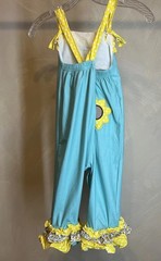 Busy Bees Smock turquoise Sleeveless Overall Cute Floral & Cow,Summer|Size:3T