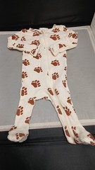 SpearmintLove Sleeper Baby Sz 0-3m White Paw Print 100% Organic Cotton Waffle
