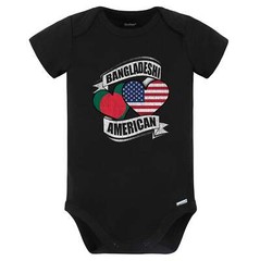Bangladeshi American Hearts USA Bangladesh Flags Baby Bodysuit (Black)