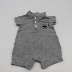 Carters NB Polo One Piece Gray Pocket Elephan Embroidered 100% Cotton.#45726