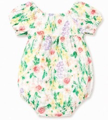 Cat & Jack Baby Girl Floral Bubble Romper 12M Puff Sleeve Spring Summer