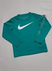 Nike Dri-Fit Boys 4T Neptune Green Long Sleeve Shirt Just Do It Swoosh