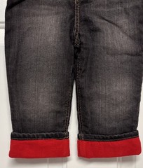 Boys Fleece Lined Denim Jeans Size 24 Mon Adjustable Waist Black/Red WonderK NWT