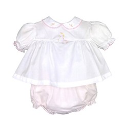 NWT Petit Ami White Pink 3p Giraffe Diaper Dress Set Newborn & Hat Baby Girls 0