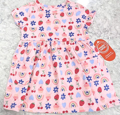 Wonder Nation Baby Girl Dress Sz 18m Pink Multi Print Short Sleeves Pockets NWT