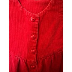 Vintage Red Corduroy Romper Heart Buttons Sleeveless Bubble Jumpsuit 18 Months