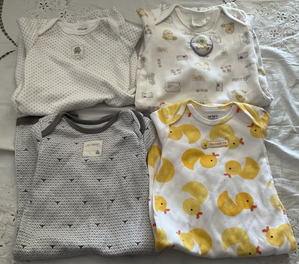 Baby Sleep Gown Lot 4, 0-3M Carter’s, Burts Bee, Little Suzy’s Zoo, Little Me