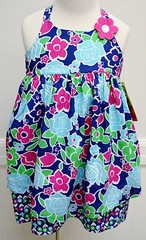 Penelope Mack Girls Dress Navy Blue Aqua Pink Green White Floral Lined Toddler