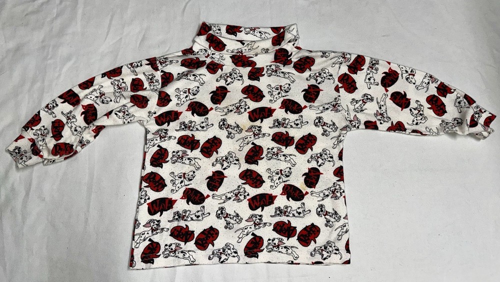 Vintage 101 Dalmatians Disney Turtle Neck Size 2T All Over Print 90s