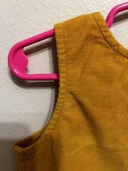 Gap Baby Girl Dress 2T Corduroy Heart Pockets Knee Length Button Straps Mustard