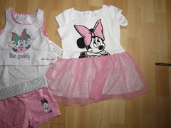 NWT GIRLS DISNEY STORE SZ 3T SHIRT, SHORTS, TANK MINNIE MOUSE POLKA DOTS