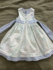 Marmellata Toddler Girls 2T Blue Green Gingham Floral Sleeveless Puffy Dress