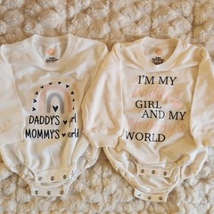 SUNPODLTD Daddy’s Girl Mommy’s World Romper 2 pieces Cotton Long Sleeve 3-6M