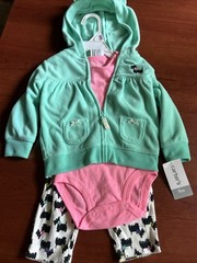 Carters Baby Girl 9months Outfit (pink/green/dogs) NWT