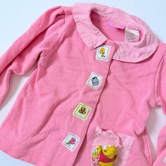 Vintage 2000s Y2K Disney Baby Winnie The Pooh Pink Character Puff Cardigan Sz 2T