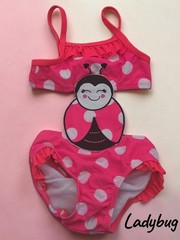 *1203 Ladybug polka dots swimsuit Girls 12 months