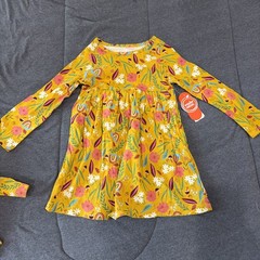 TODDLER GIRL ORGANIC 100% COTTON LONG SLEEVE KNIT DRESS WITH POCKETS SIZE 4T