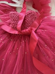 Baby Pink Fit & Flare Dress 9-12 Months Glitter Bow Ruffle Sleeveless Tulle