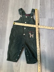 VTG 90s Baby Gap Exploration Corduroy Overalls Flannel Shirt Set Dog Theme 6-12