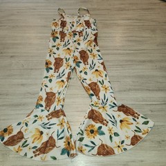 Toddler Girls Romper Flared Pants Size 3/4 Cow Print A3