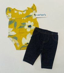 Carters Newborn Baby Girl Pants Bodysuit 2 PC Set Cute Floral Outfit New