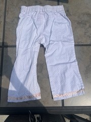 Girls 6-9 Months White/Pink Polka Dot Cotton Pull-On Pants Elastic Waist