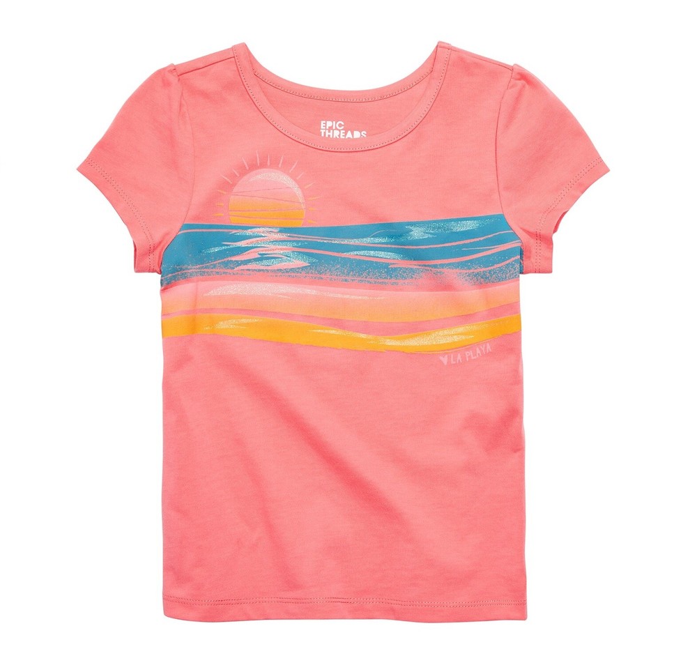 Epic Threads Toddler Girls 2T Coral Shells Pink Sunset Print TShirt Top NWT