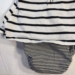 Carter’s Girls Bodysuit Dress 3M Black & White Stripes S/S Gold Hearts Stretch