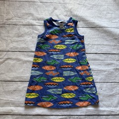 Hanna Andersson Girls Blue Surf Board Themed Tank Dress Size 3T