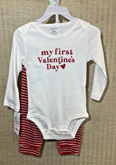 NWT Carters 2-piece “My FIrst Valentine’s Day” Outfit w/Heart on bottom 24m
