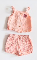 Disney Princess Ariel Gauze Tank and Shorts Set Size 2T Peach 100% Cotton
